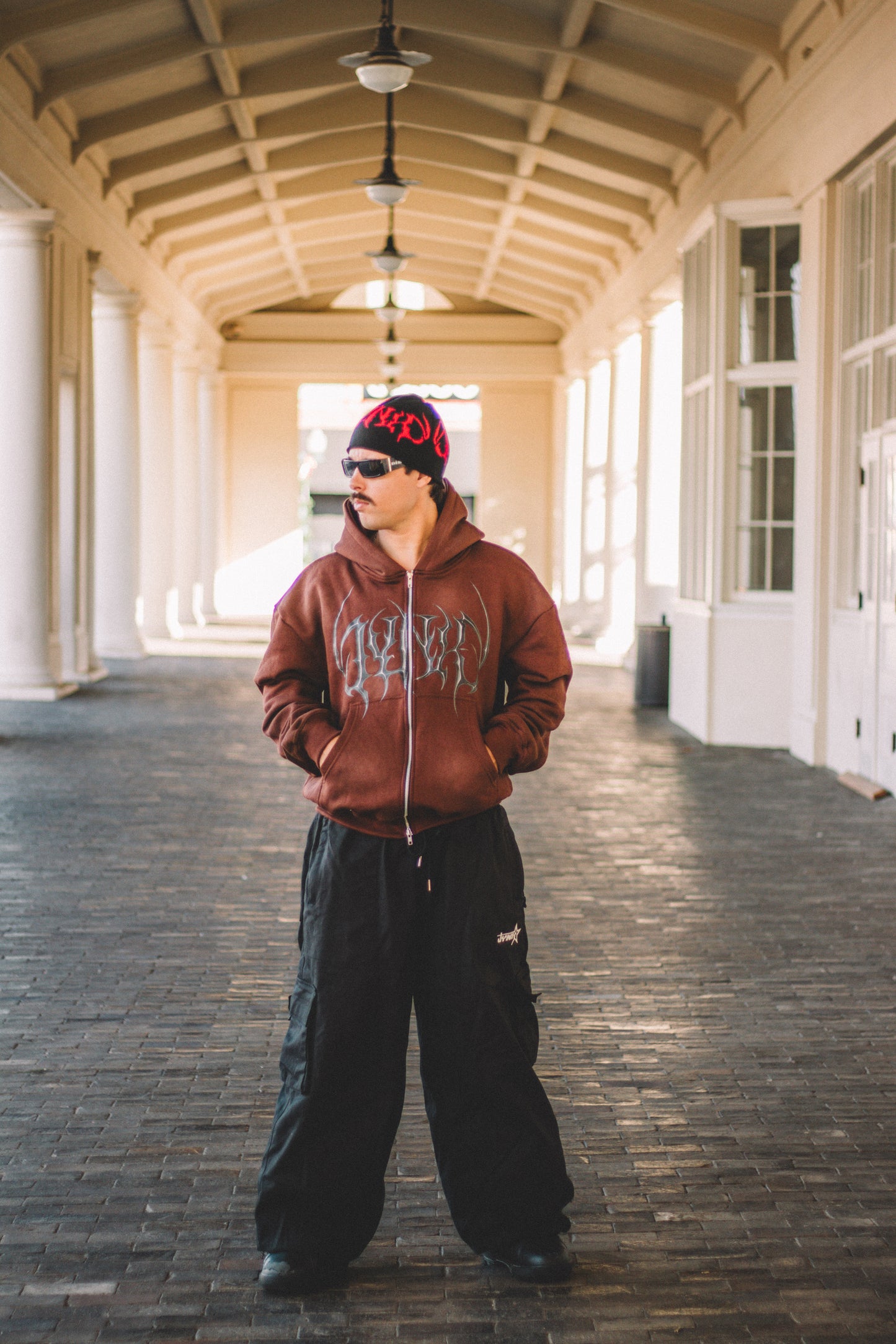 BLACK DENIM CARGO SNOW PANTS