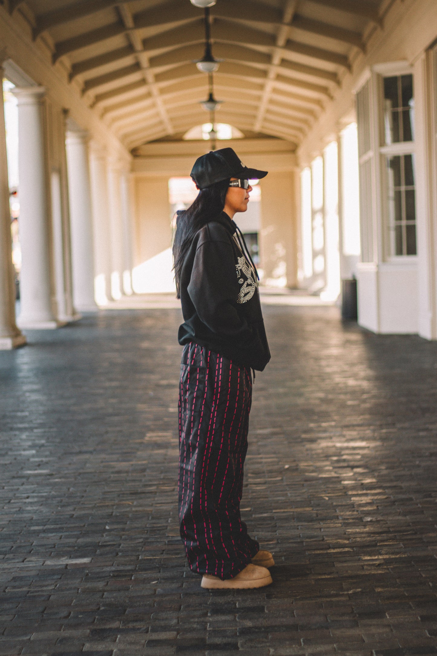 PINK PINSTRIPE SNOW PANTS