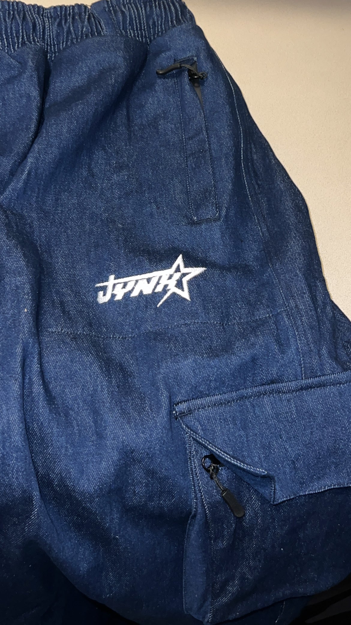 DARK BLUE DENIM CARGO SNOW PANTS