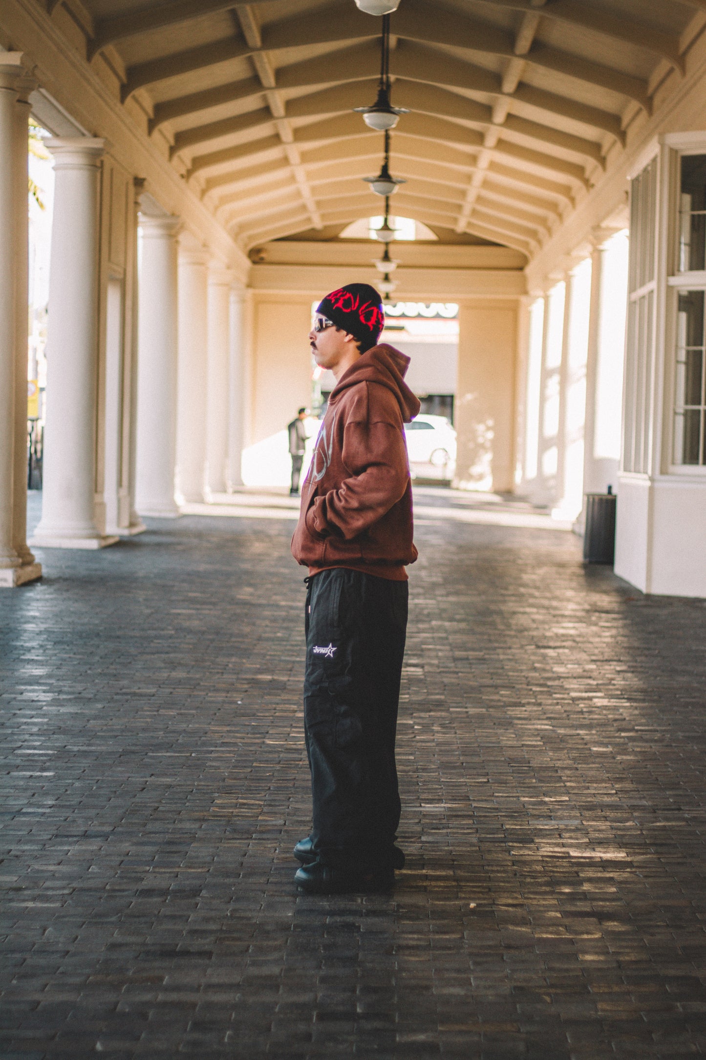 BLACK DENIM CARGO SNOW PANTS