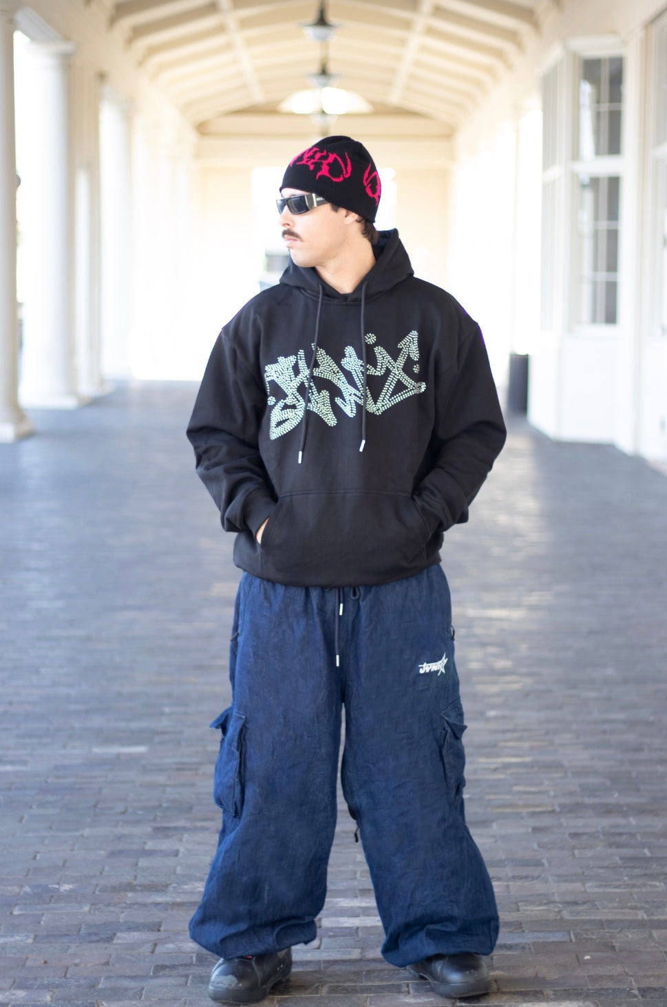 DARK BLUE DENIM CARGO SNOW PANTS