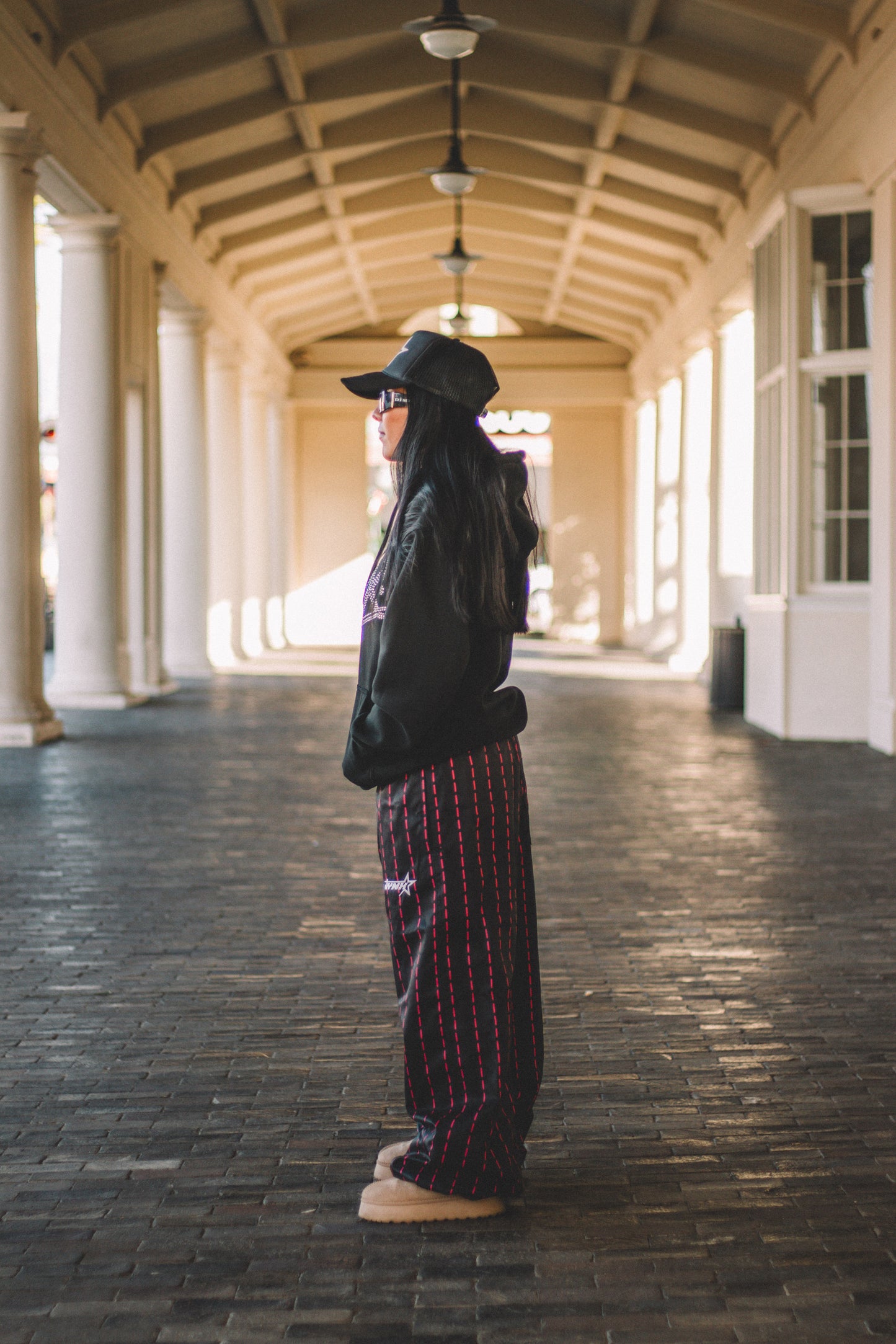 PINK PINSTRIPE SNOW PANTS